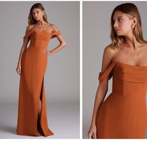 Azazie Strapless Cinnamon Chiffon Dress
